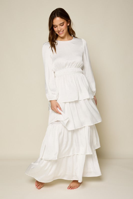 Lulu White Tiered Temple Dress Lulu White Tiered Temple Dress