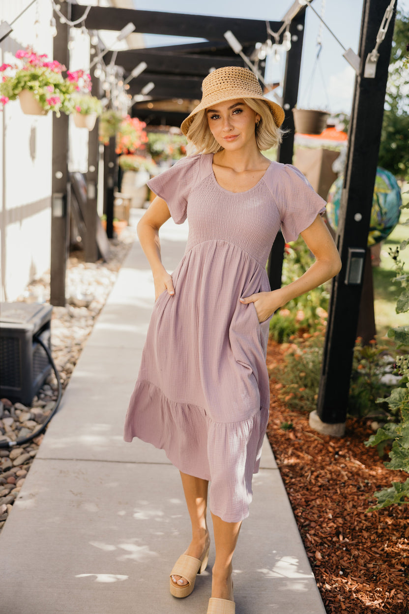 modest ladies dresses Kendall Dress in Lacy Lilac Medium Color:DENIM BLUE It features a buttoned Hunter Green Soft Wrap FILTER_COLOR_BLACK