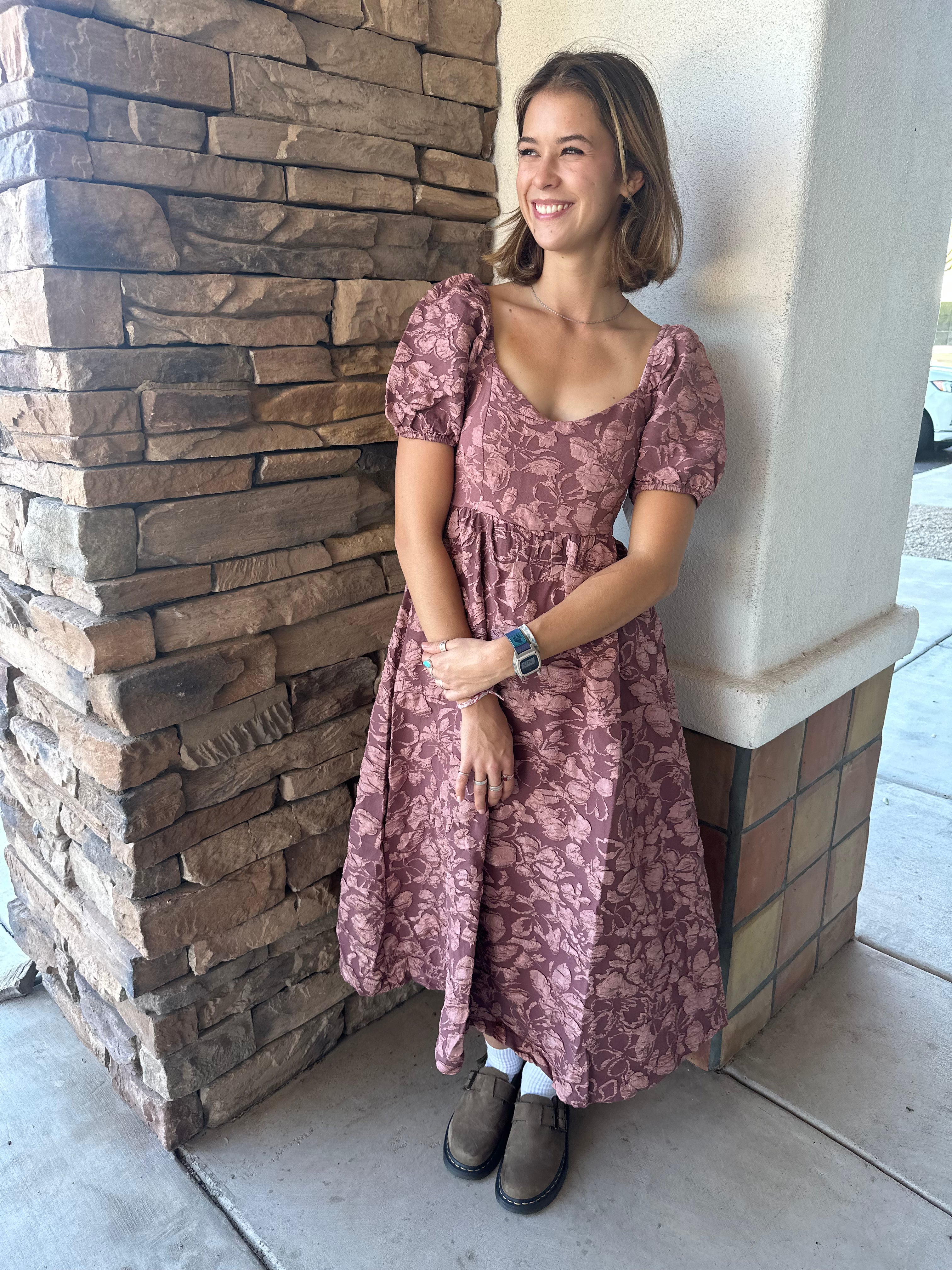 Billie Modest Midi in Dusty Mauve Billie Modest Midi in Dusty Mauve