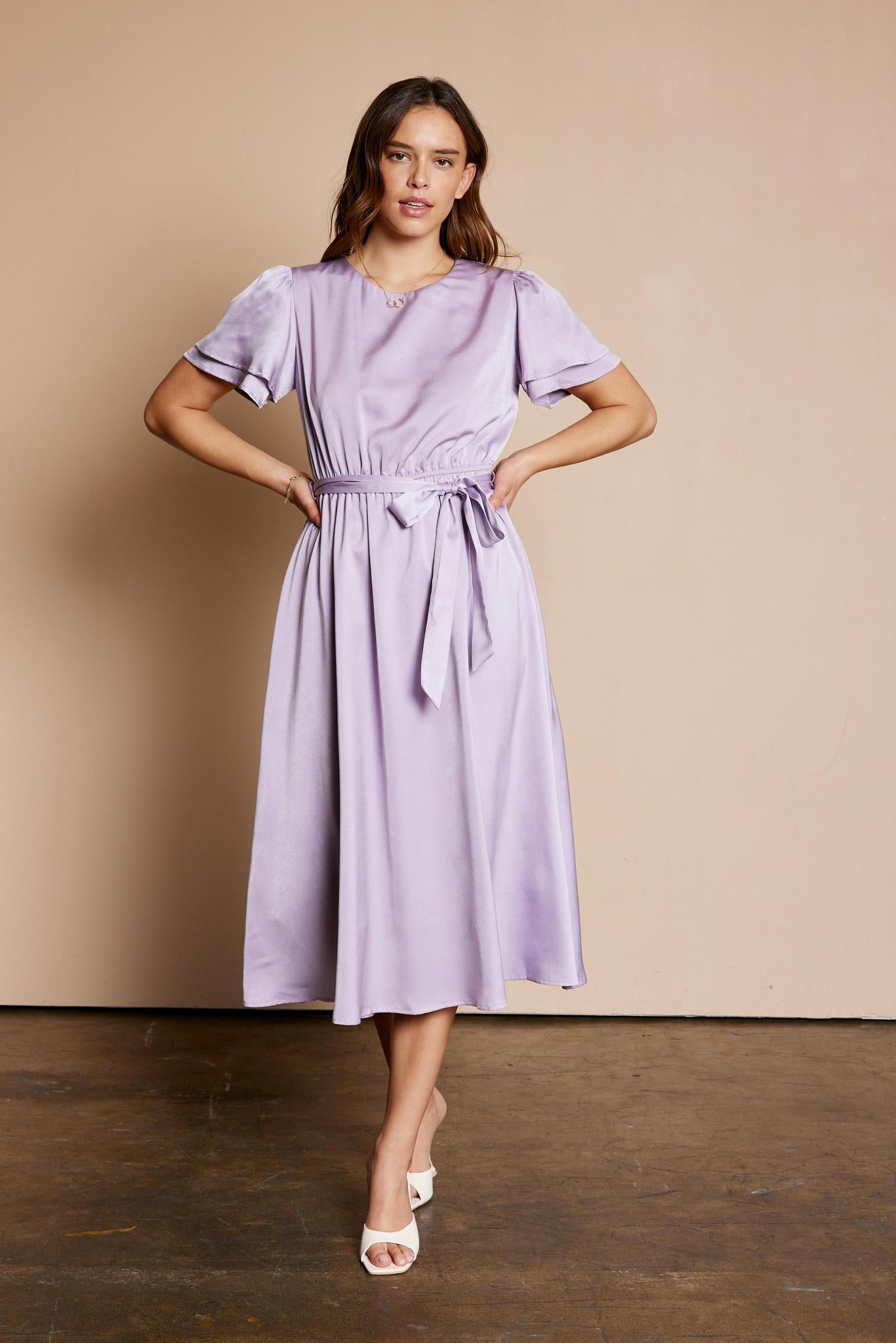 August Modest Midi in Dusty Lavender Large August Modest Midi in Dusty Lavender Large