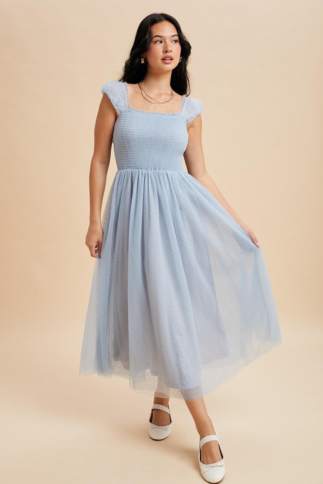 hazel blues dresses Modest Maxi in Blue Aura Medium Steel Blue Elegant Satin blackdresses making every moment feel Color:INI