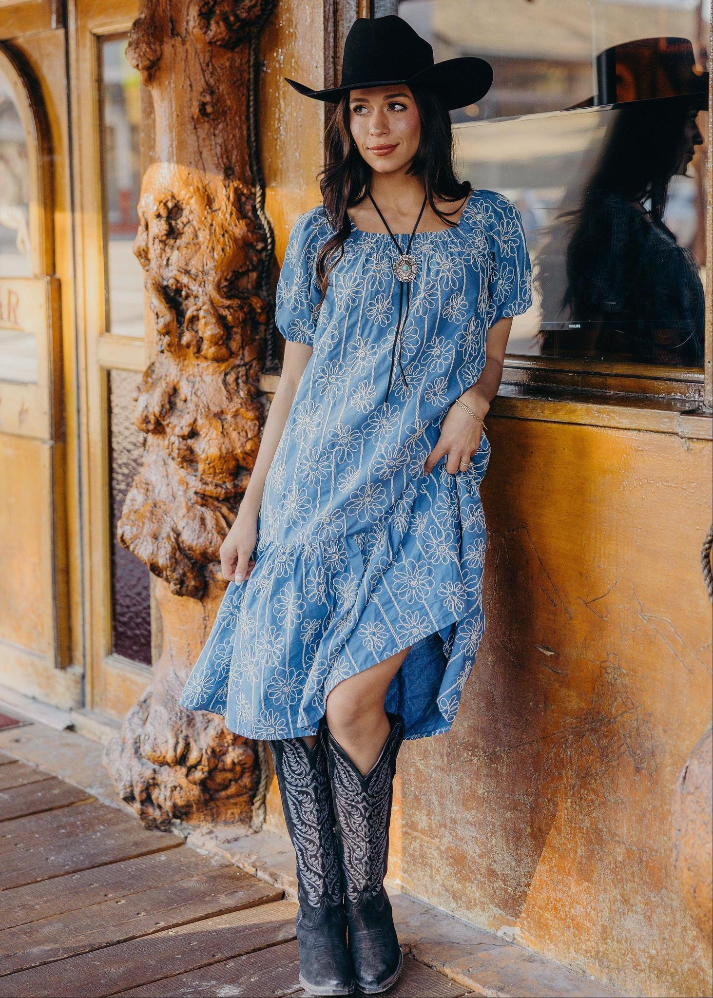 Jackson Modest Midi in Twisted Daisies Xsmall