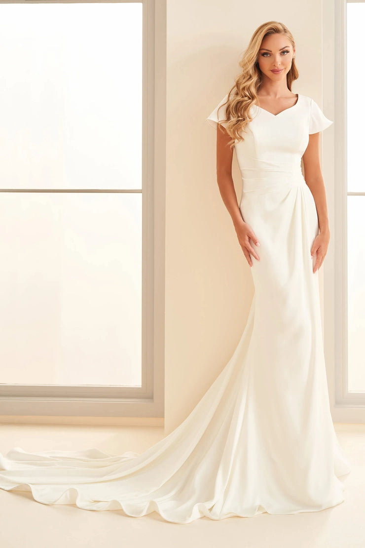 white silk modest dress White Modest Silky Satin Evening Dress Custom / Green