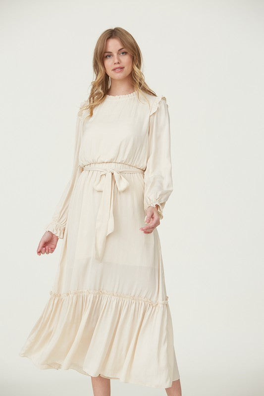 Layla Cream Ruffle Modest Midi A Closet Full of Dresses Layla Cream Ruffle Modest Midi A Closet Full of Dresses