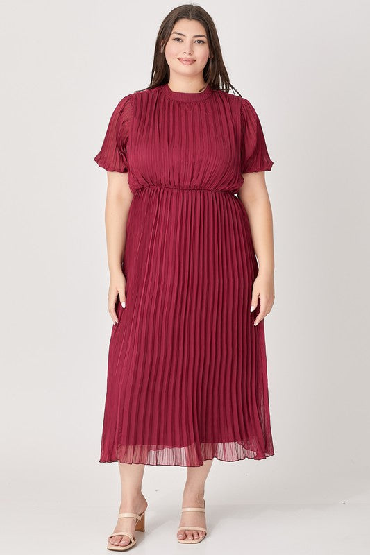 Lucy Pleated Midi in Burgundy Small Lucy Pleated Midi in Burgundy Small