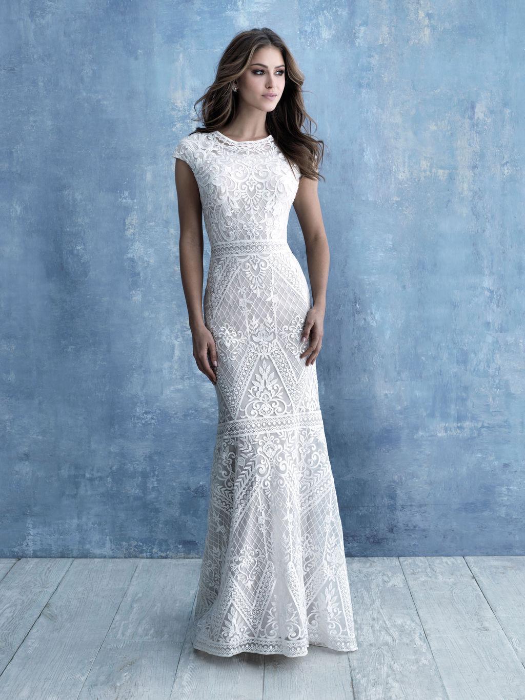 Allure M631 Modest Wedding Dress | A Closet Full of Dresses Nude/Champagne/Ivory Size 2 Allure M631 Modest Wedding Dress | A Closet Full of Dresses Nude/Champagne/Ivory Size 2