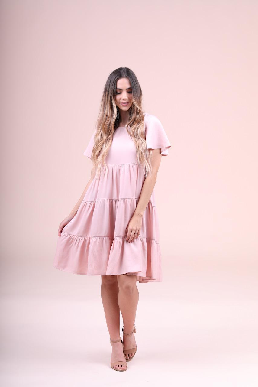 Peyton Pink Tiered Dress Large Peyton Pink Tiered Dress Large