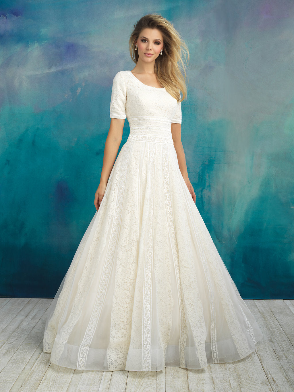 Allure M592 Modest Wedding Dress | A Closet Full of Dresses 20 / White/Silver Allure M592 Modest Wedding Dress | A Closet Full of Dresses 20 / White/Silver