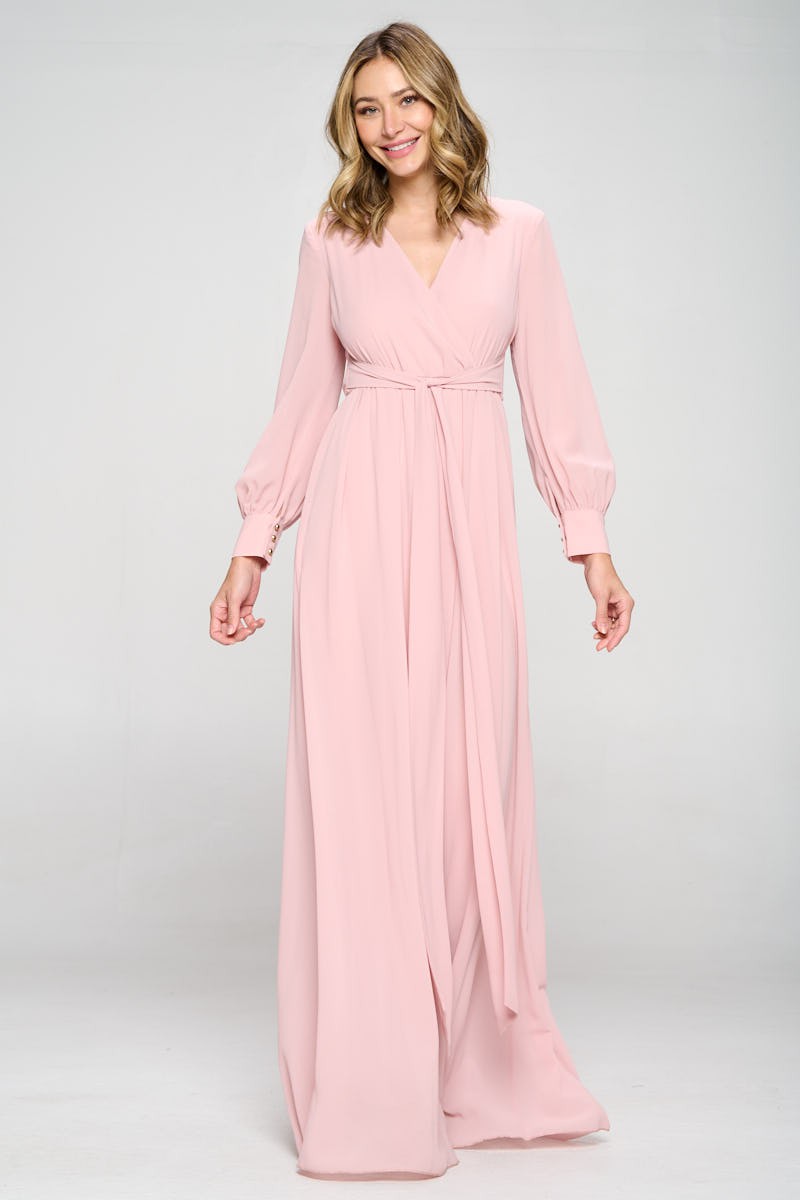 Sybil Chiffon Modest Maxi in Mauve A Closet Full of Dresses Sybil Chiffon Modest Maxi in Mauve A Closet Full of Dresses