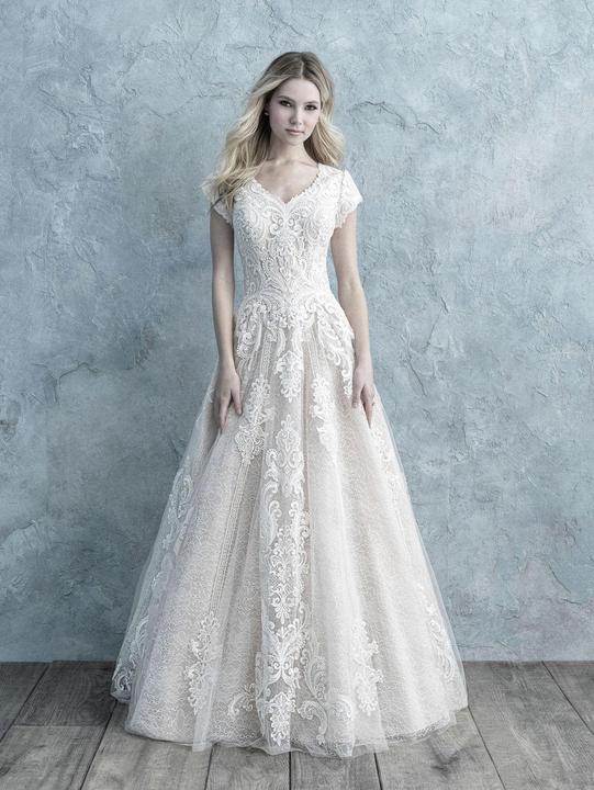 Allure M625 Modest Wedding Dress | A Closet Full of Dresses Champagne/Ivory size 4 Allure M625 Modest Wedding Dress | A Closet Full of Dresses Champagne/Ivory size 4