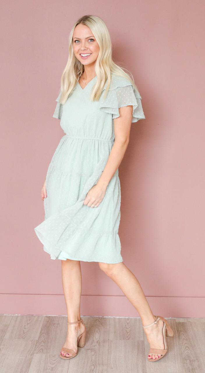 Amy Swiss Dot Sage Dress | A Closet Full of Dresses Large Amy Swiss Dot Sage Dress | A Closet Full of Dresses Large