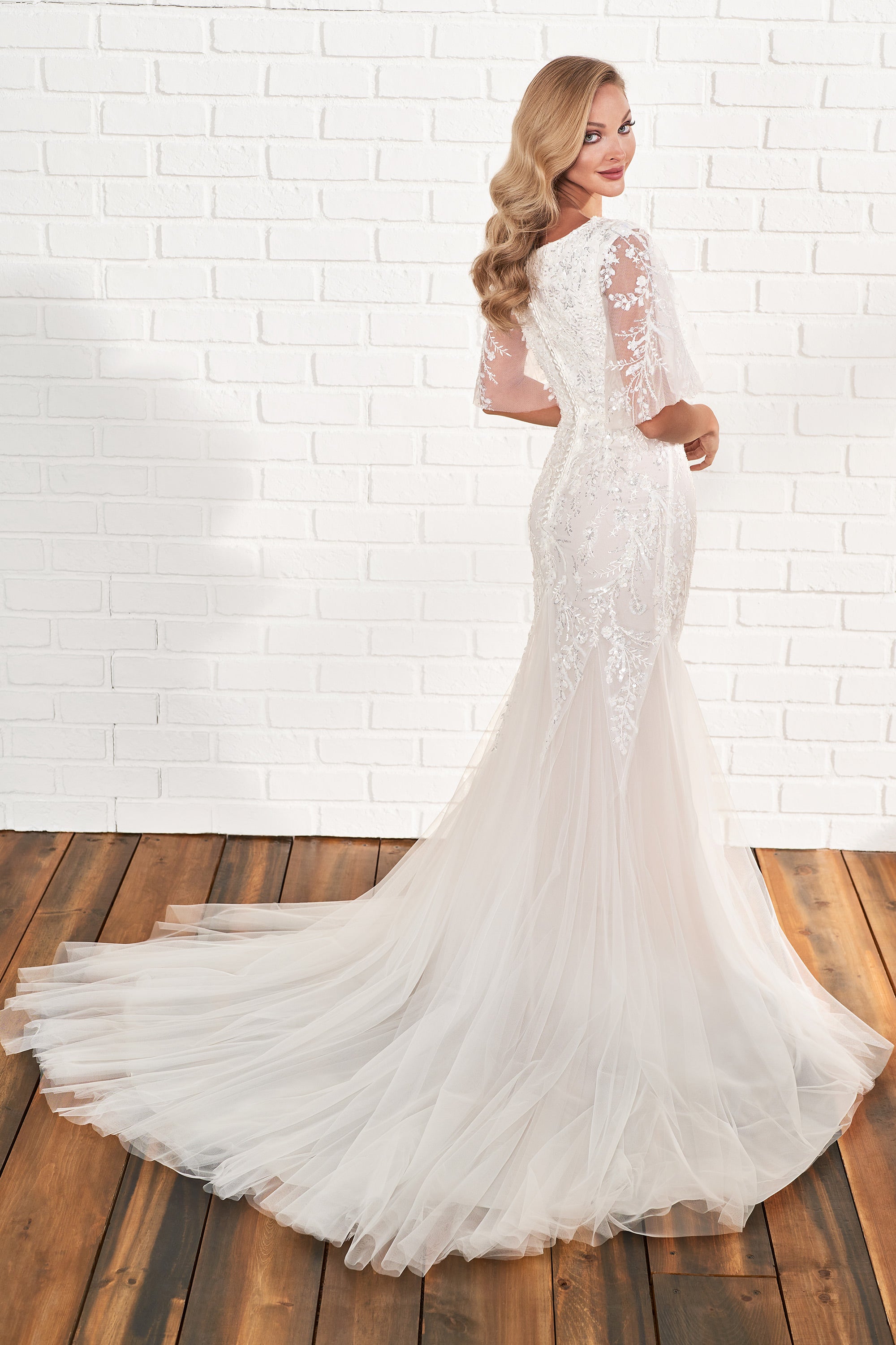 MOD201 Modest Wedding Dress Ivory size 10