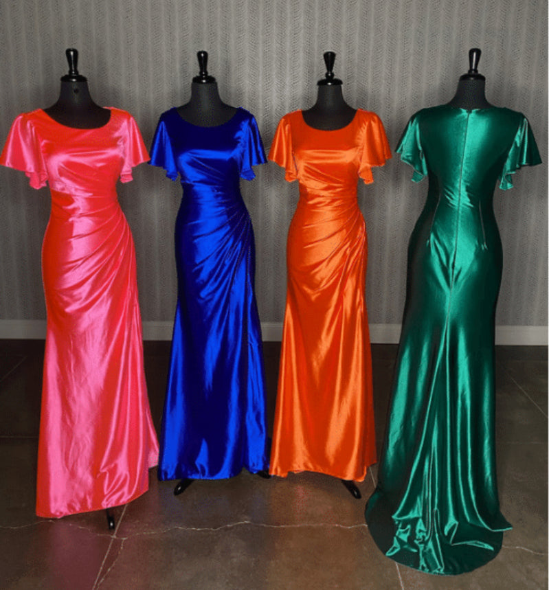 23-124M Modest Prom Dress Orange size 8 23-124M Modest Prom Dress Orange size 8