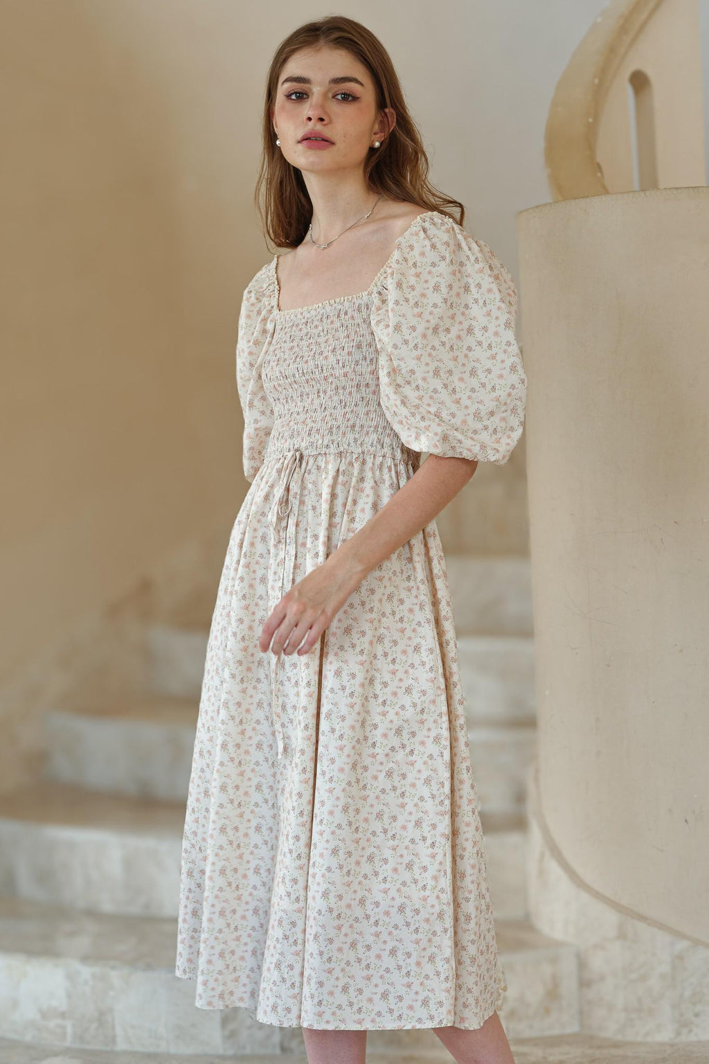 Carmen Modest Midi in Cream