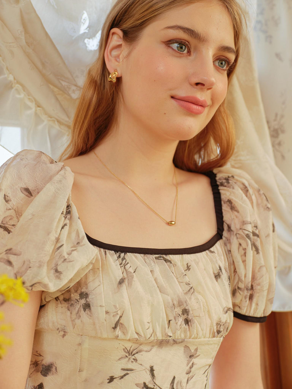 Breckon Tiered Midi in Ivory Floral