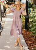 Kendall Modest Dress in Lacy Lilac