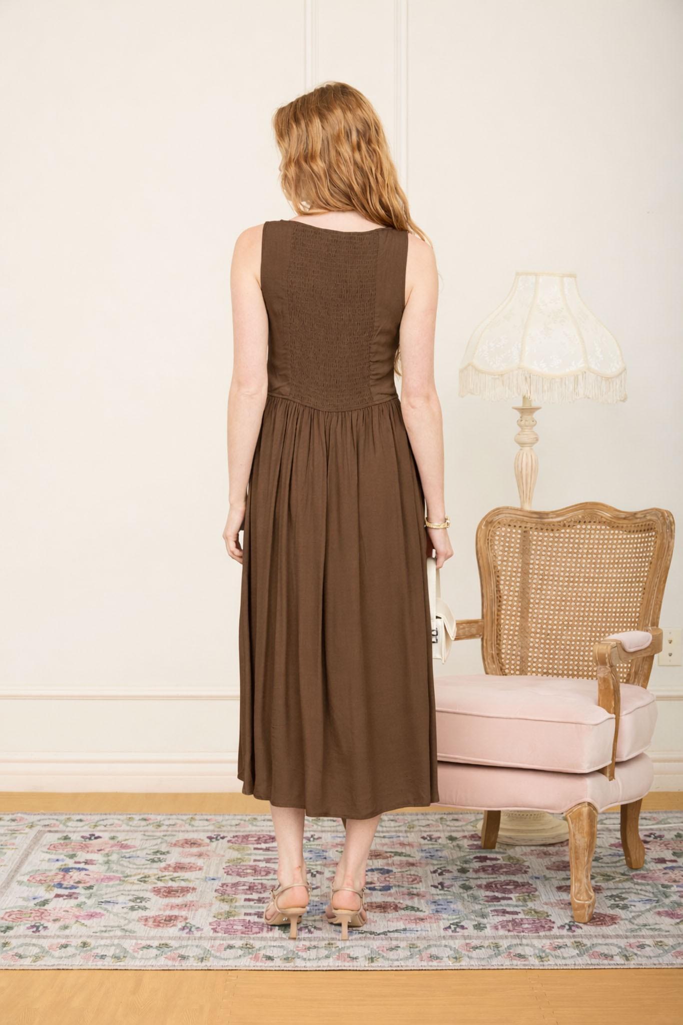 Mable Modest Midi in Brown