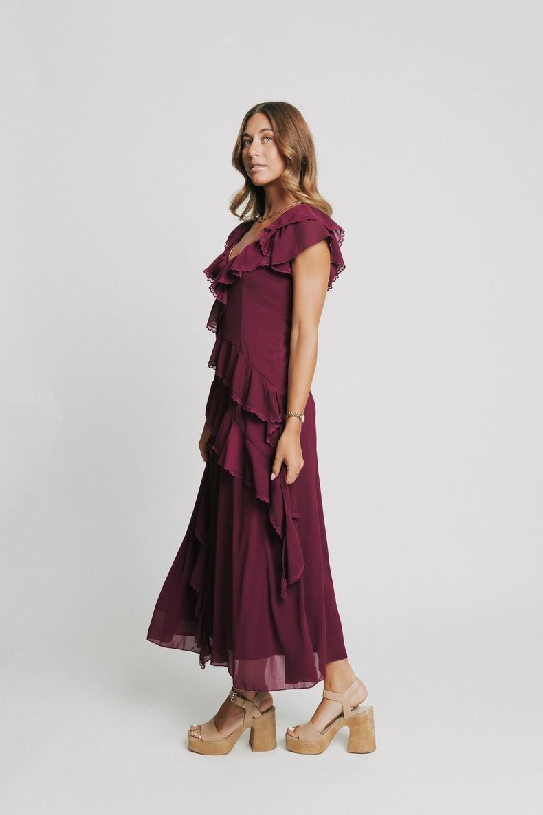 Rozina Maxi Dress in Burgundy