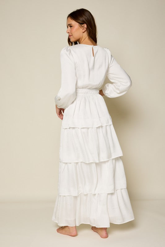 Lulu White Tiered Temple Dress