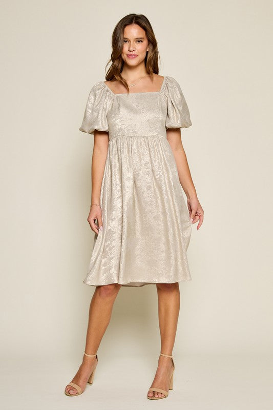 Luna Modest Dress in Champagne