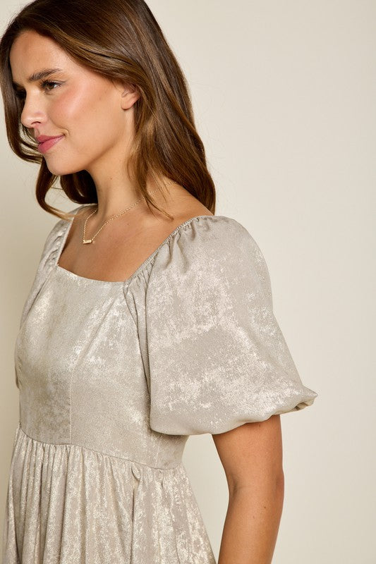 Luna Modest Dress in Champagne