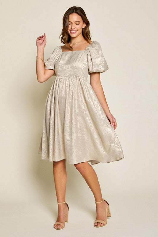 Luna Modest Dress in Champagne