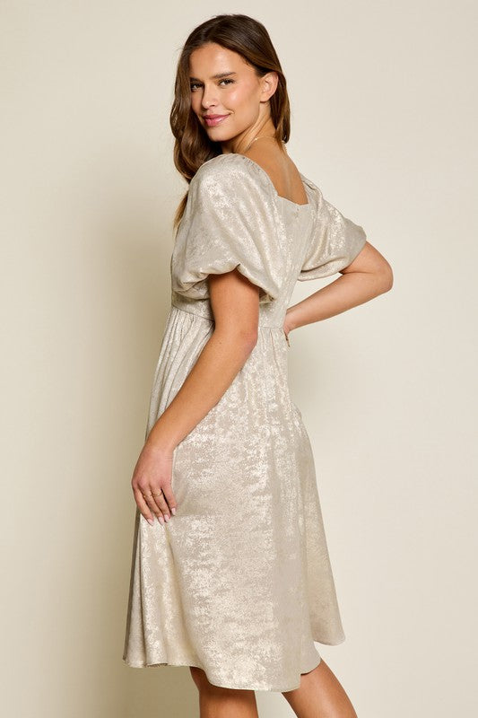 Luna Modest Dress in Champagne