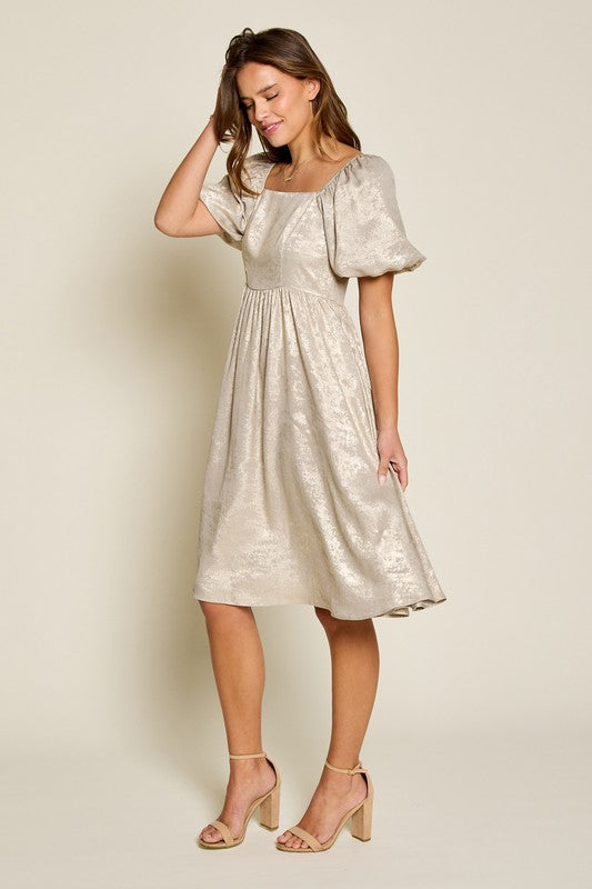 Luna Modest Dress in Champagne