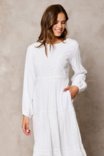 Brynn Embroidered Temple Dress in White