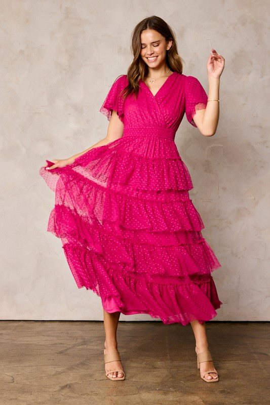 Laurel Modest Midi in Magenta