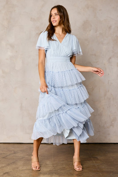 light blue modest dress Simple Elegant | Fully Lined Polyester S tyle Chiffon Dress Light Blue Modest