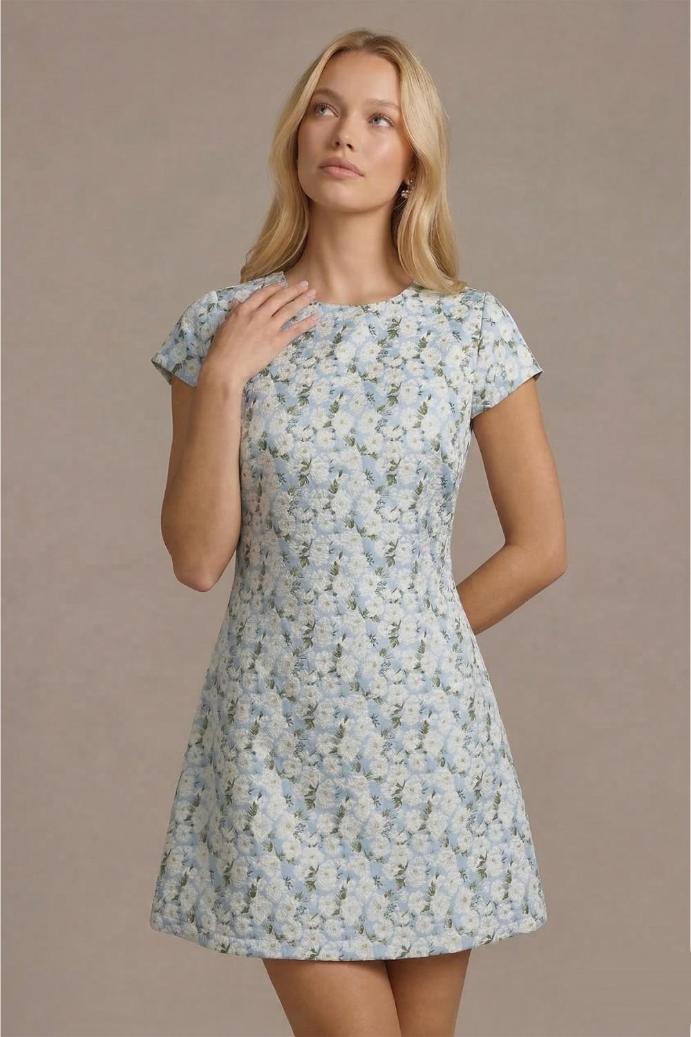 Janica Modest Mini in Lt. Blue/White