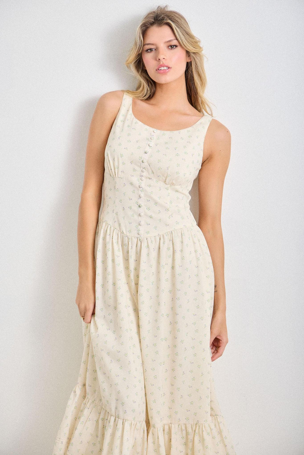 Quinton Midi Dress in Yellow Multi