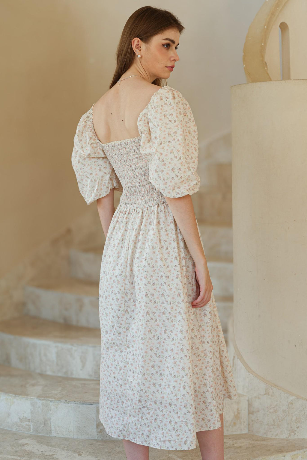 Carmen Modest Midi in Cream