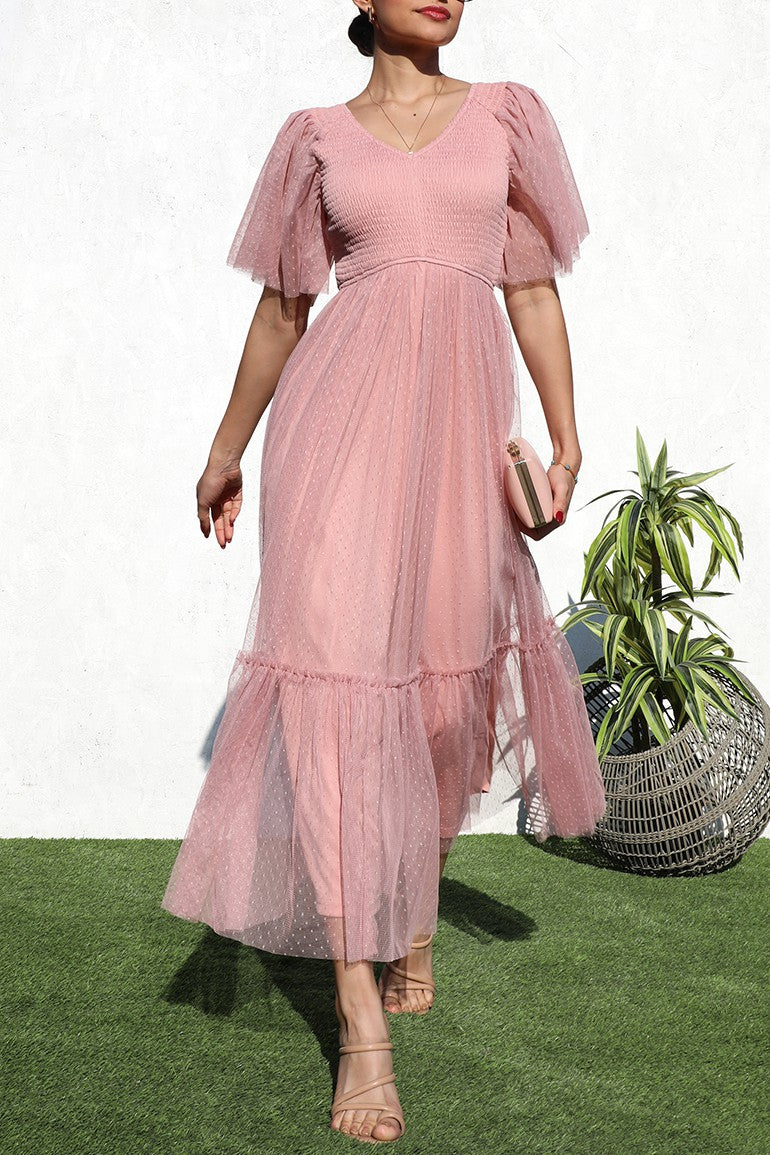 dresses pink blush Valerie Modest Midi in Pink Blush – A Closet Full of Dresses