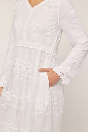 Luca Modest Temple Dress in White