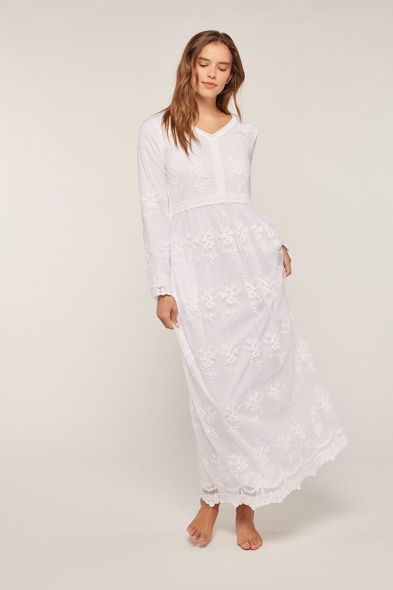 Luca Modest Temple Dress in White