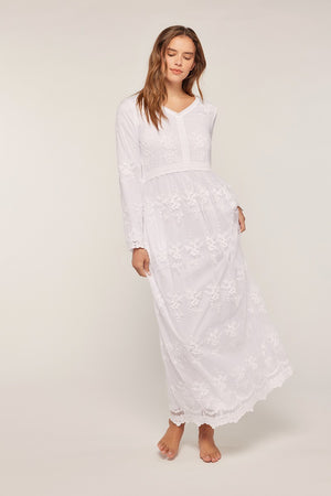 Luca Modest Temple Dress in White