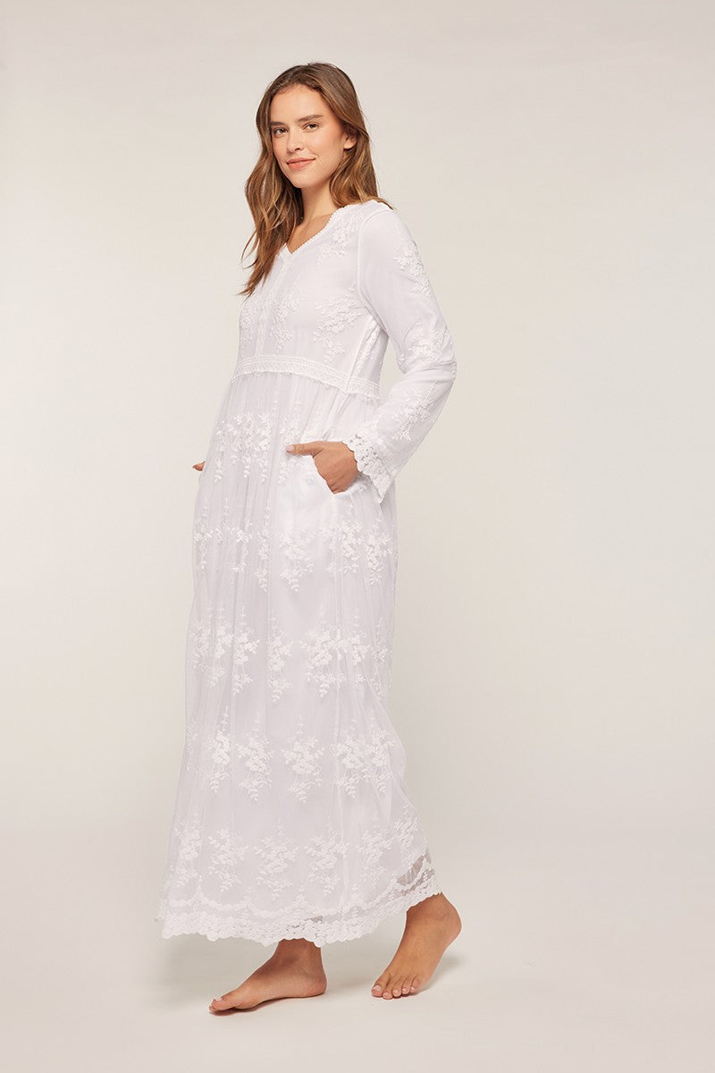 Luca Modest Temple Dress in White