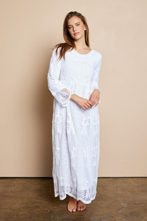 maren embroidered maxi dress Maren Dress S / Ivory MULTI