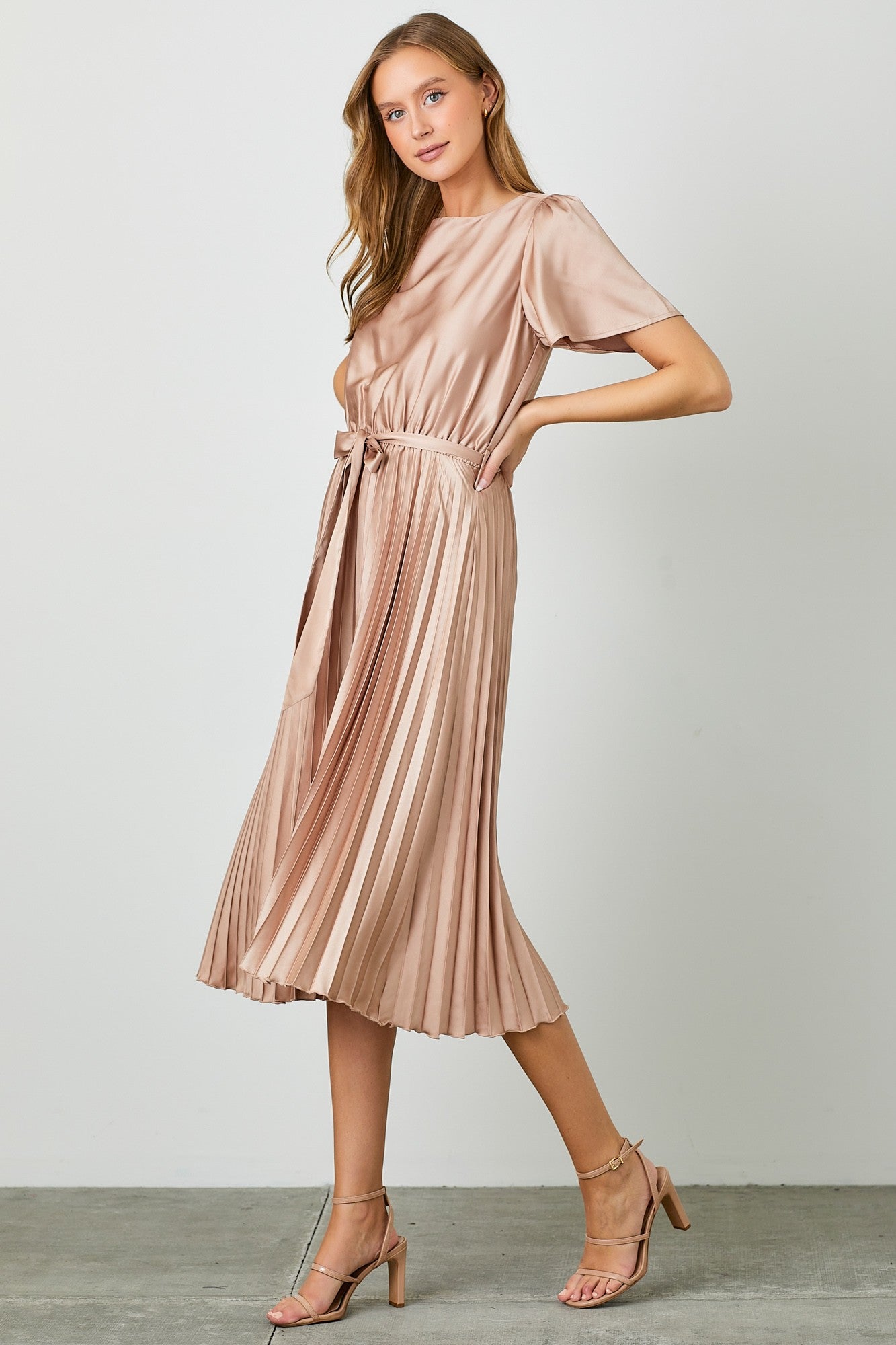 lucinda twist back midi dress champagne Lucinda Twist Back Midi Dress Blue