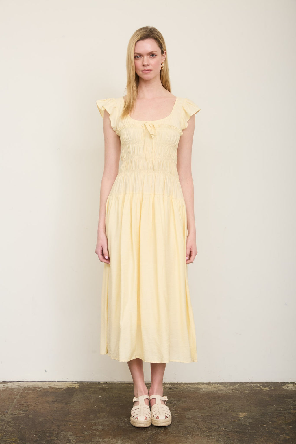 Kelani Modest Midi in Butter Yellow