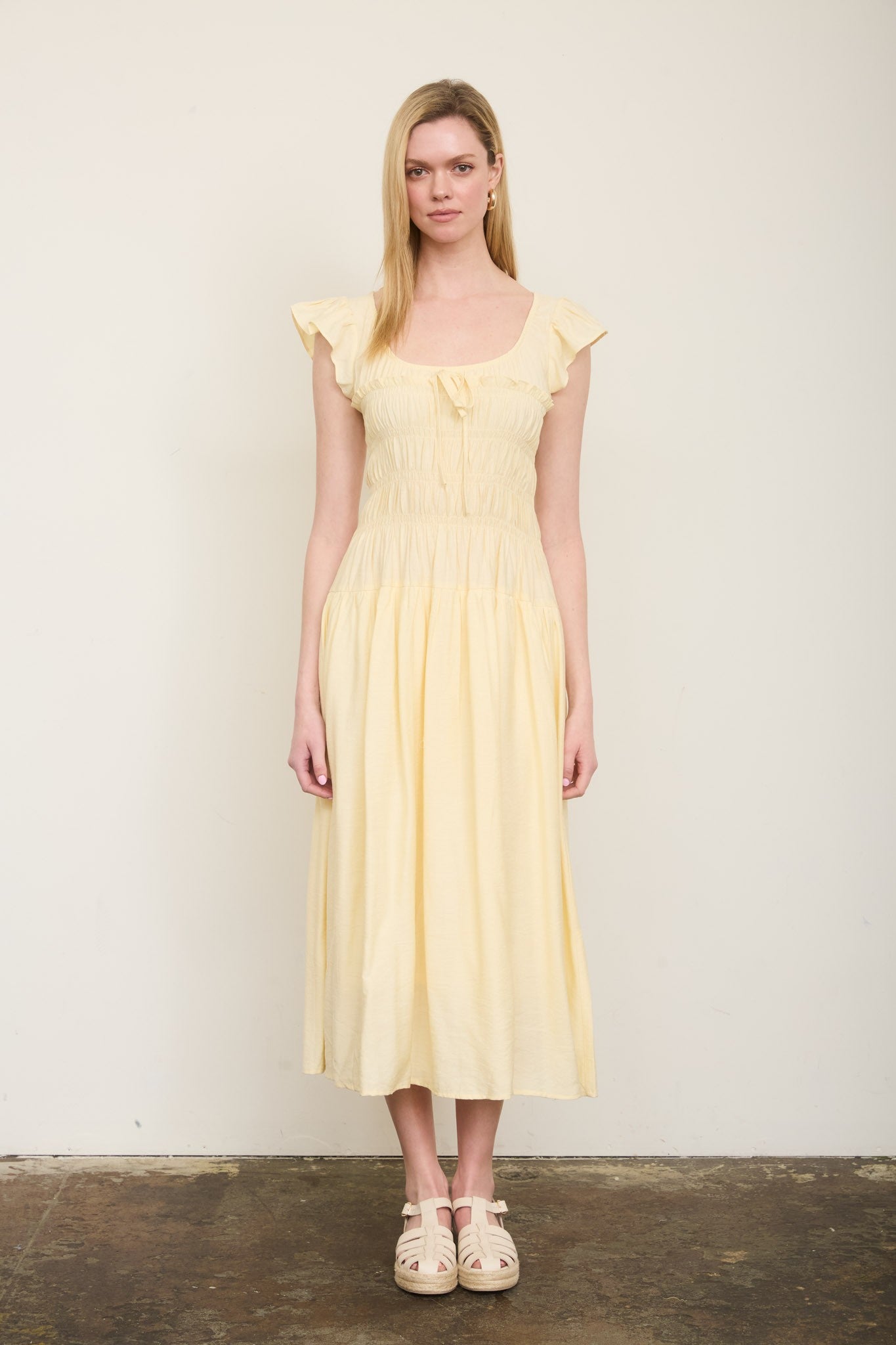 Kelani Modest Midi in Butter Yellow
