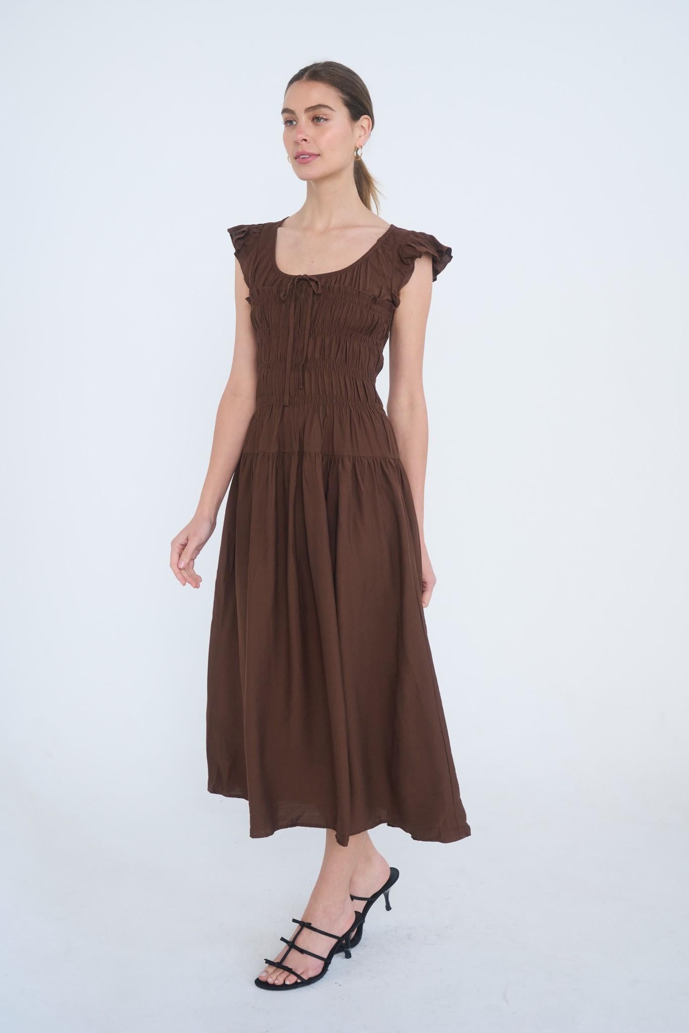 Kelani Modest Midi in Chocolate