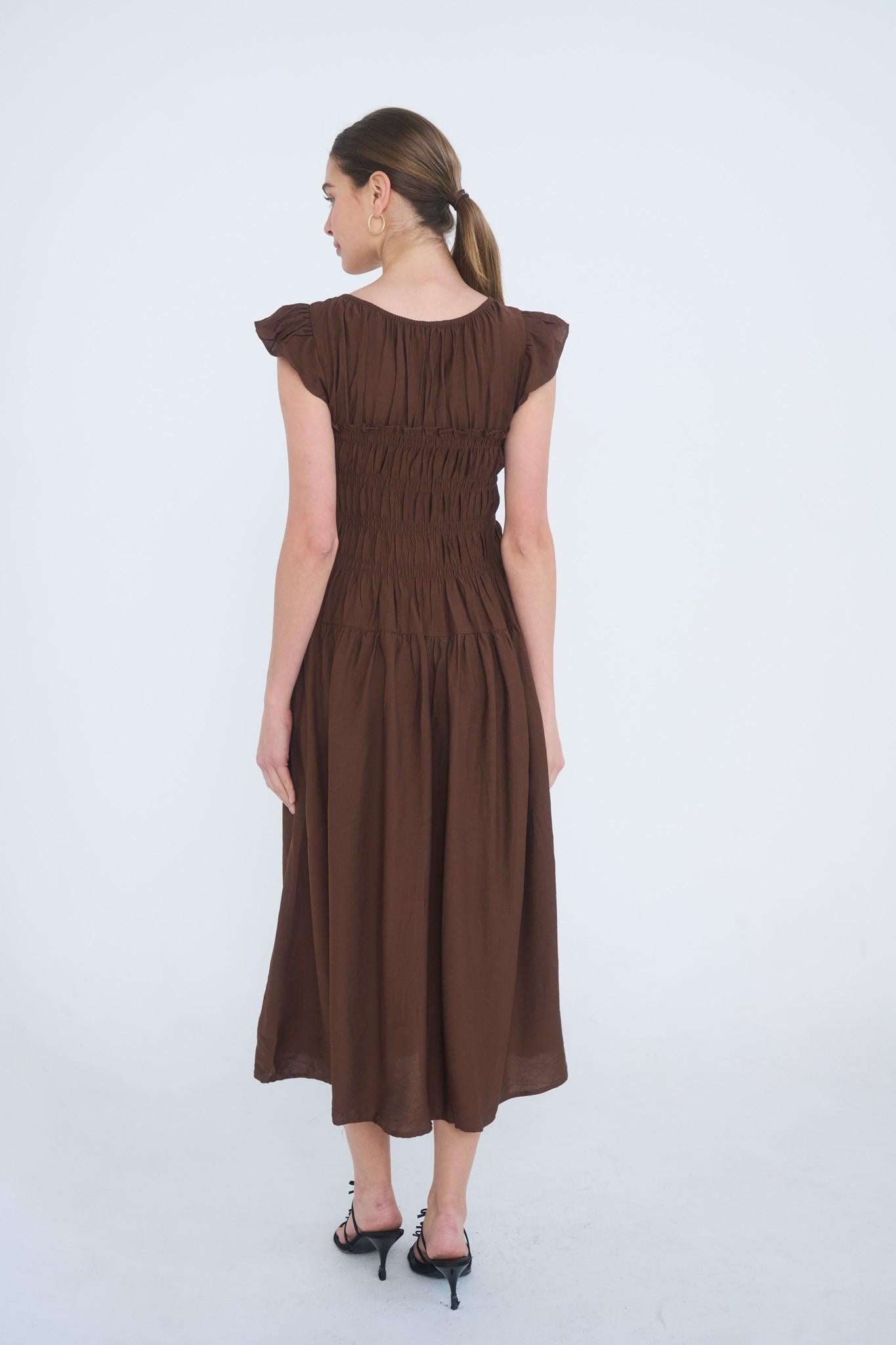 Kelani Modest Midi in Chocolate