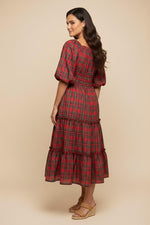 Louise Modest Midi in Red Plaid