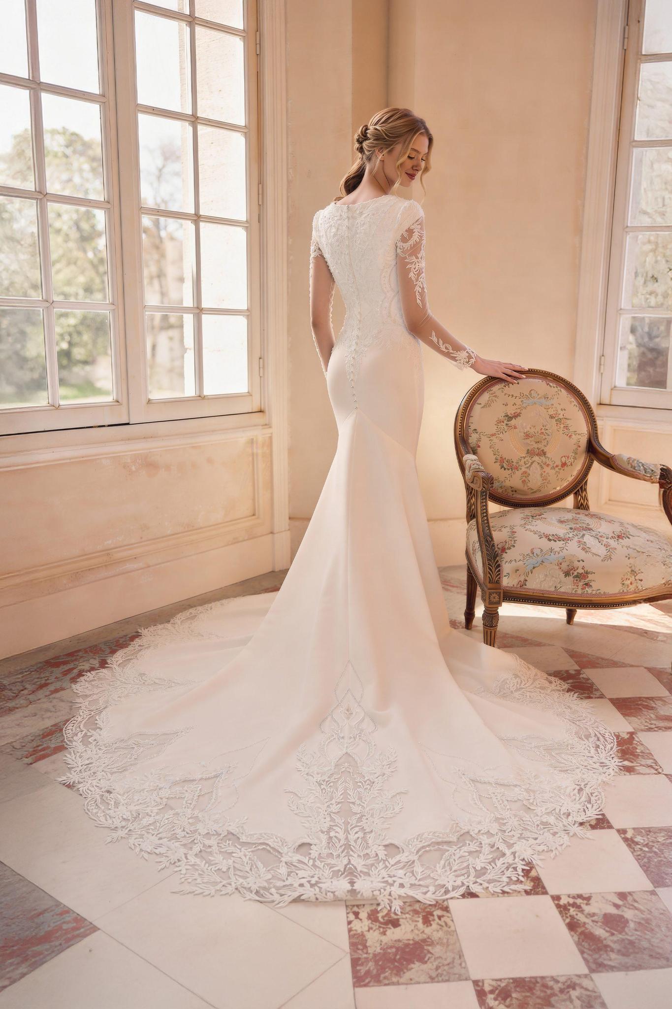 8394 Modest Wedding Dress with Long Sleeves