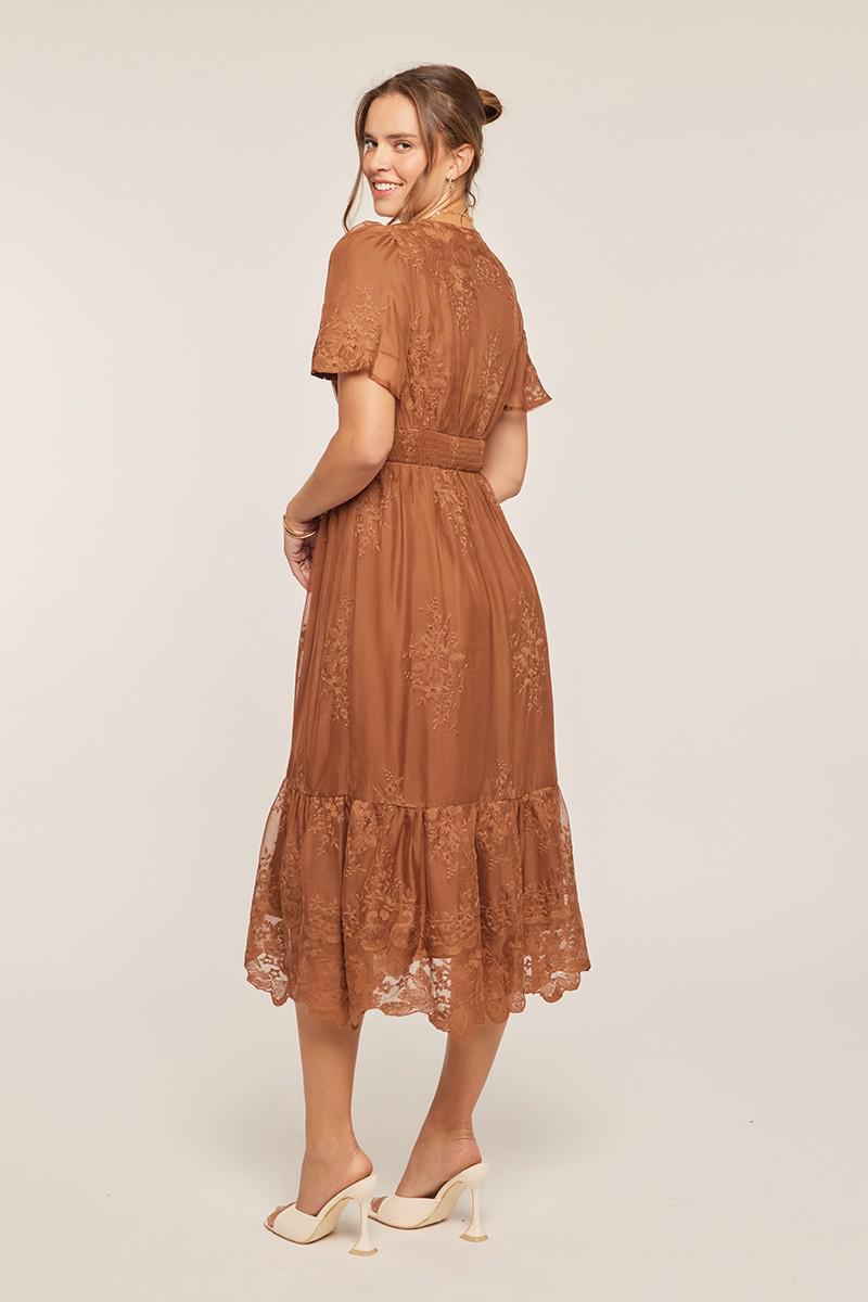 Jessie Embroidered Midi in Brown