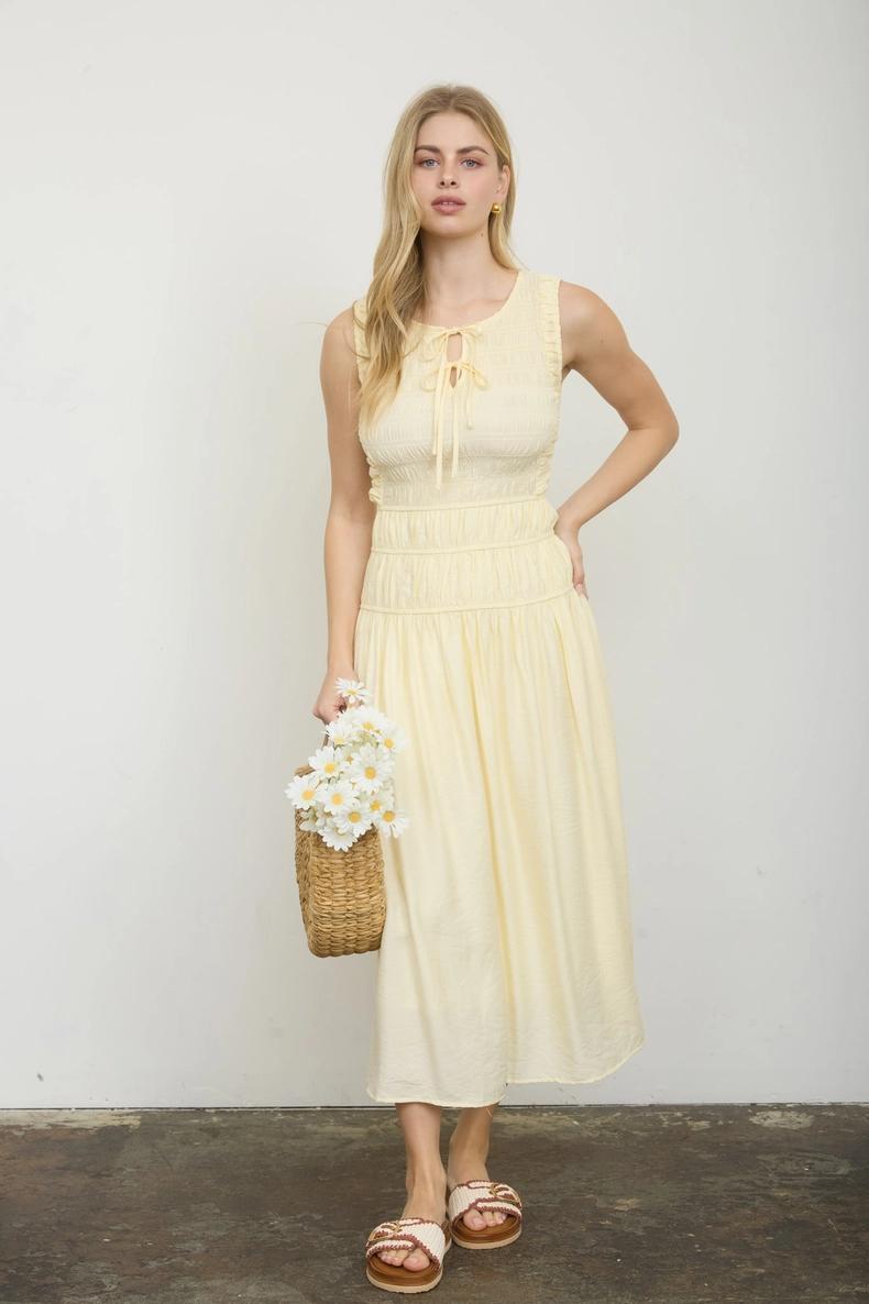 Stevie Midi Dress in Butter Yellow
