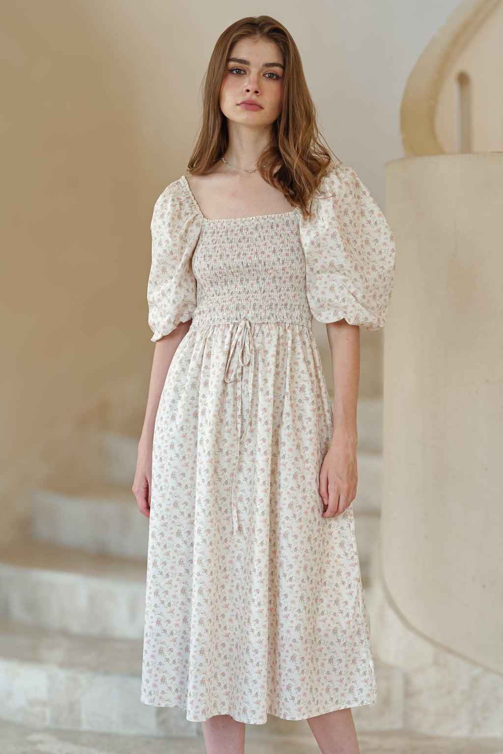 Carmen Modest Midi in Cream